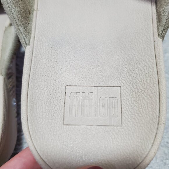 FITFLOP Slip-On Sequin Strobe Slide Sandals Stretch Beach Gold Silver Women's 11 - Picture 9 of 11